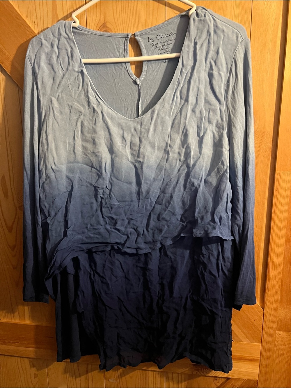 Chico's Dip Dye Split 3/4 Sleeve top